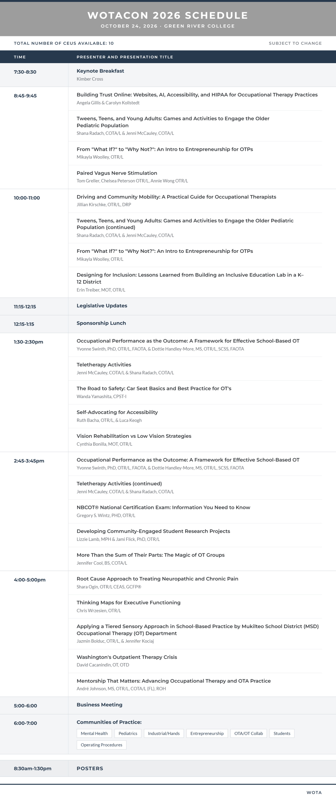 WOTACON Full Schedule-selection